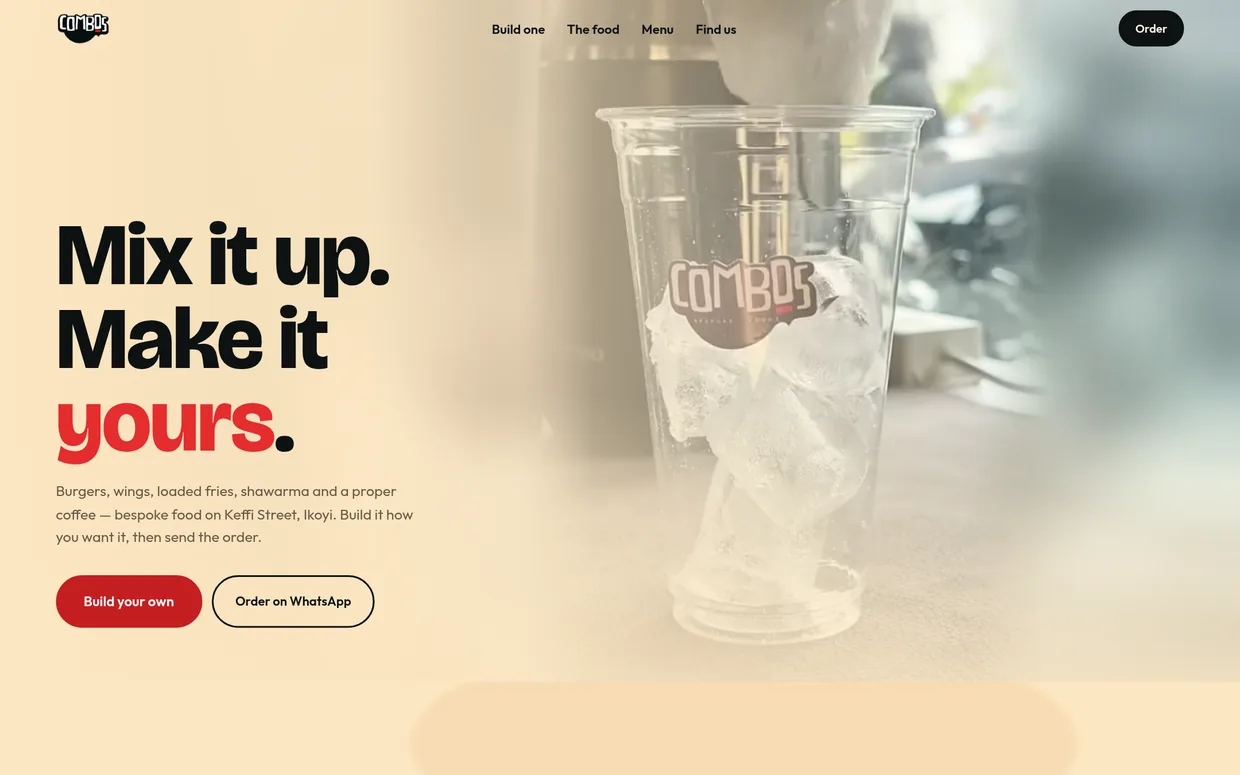 Combos, live site screenshot