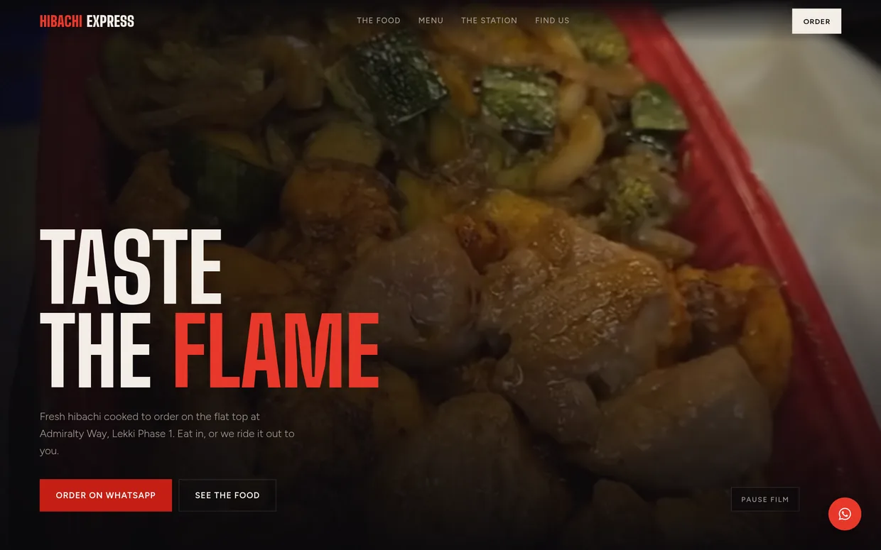 Hibachi Express, live site screenshot